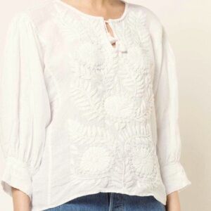 Nili Lotan | Theia Blouse | White Linen | size XS| Excellent